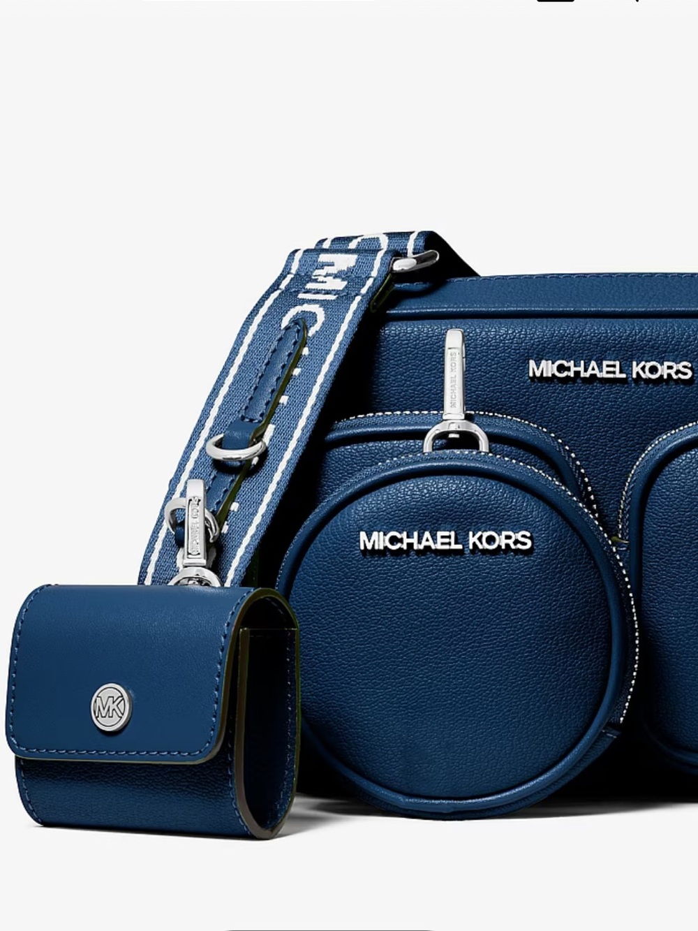 Michael Kors JST Leather Md Pocket Xbody Crossbody Bag with Case Apple Airpods - Picture 2 of 16